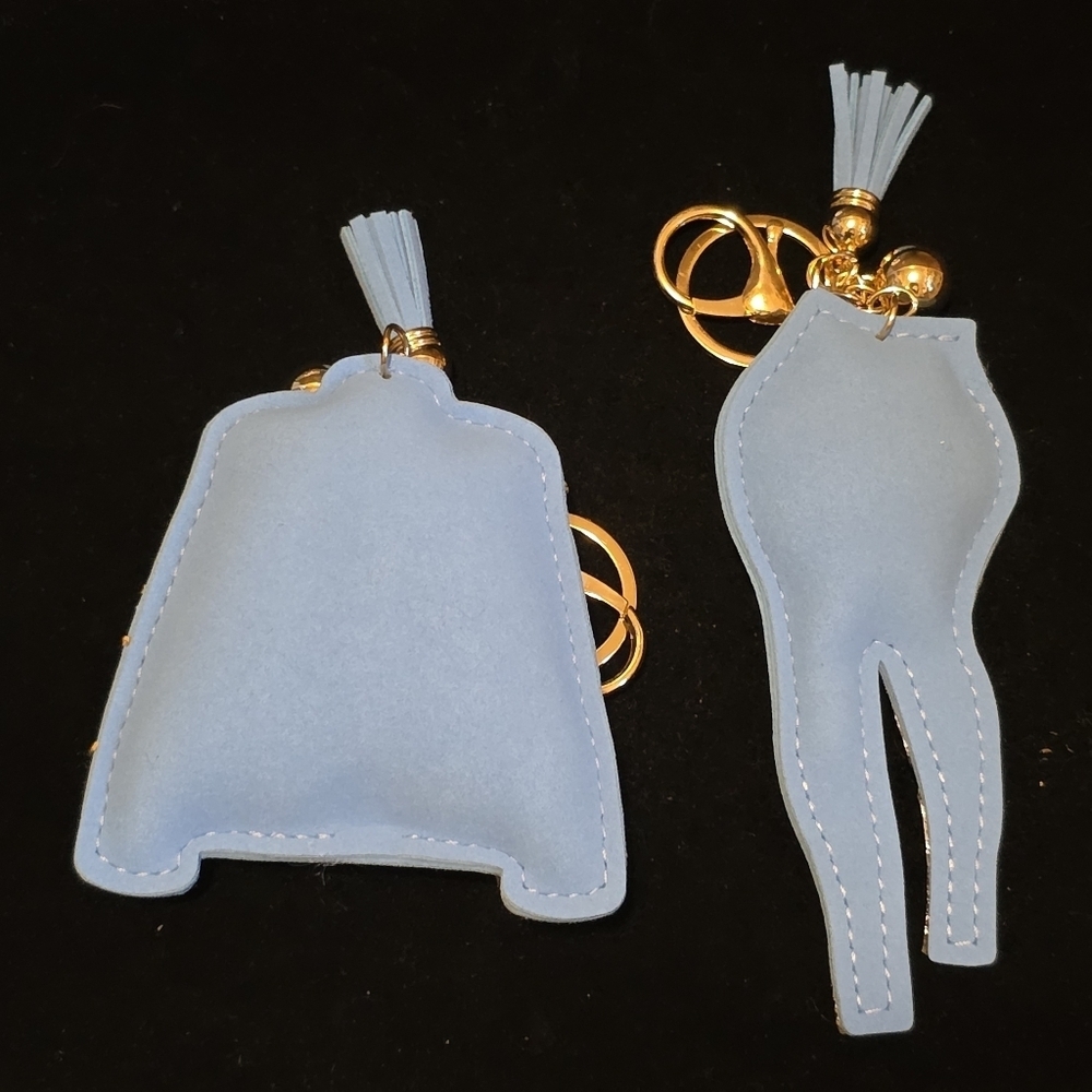 Blue Rhinestone Jacket & Jeans Keychain Set – Bling Bag Charms - Picture 3 of 3